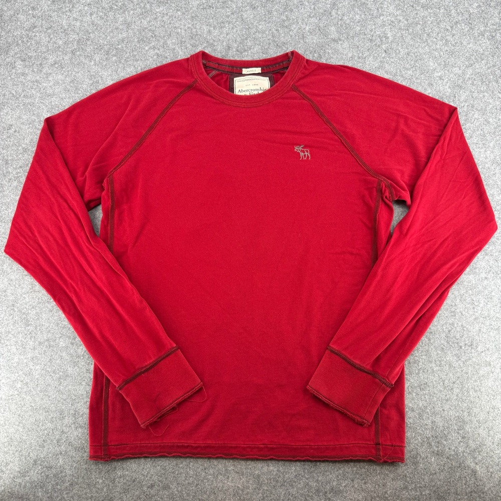 Abercrombie & Fitch Long Sleeve Mens XXL Muscle Fit Red Logo EUC